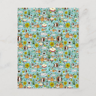 Guinea Pigs in Blue Postcard