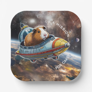 Guinea Pigs in Space! Retro Astronaut Explorer Paper Plates