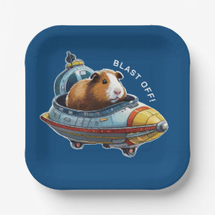 Guinea Pigs in Space! Retro Astronaut Explorer Paper Plates