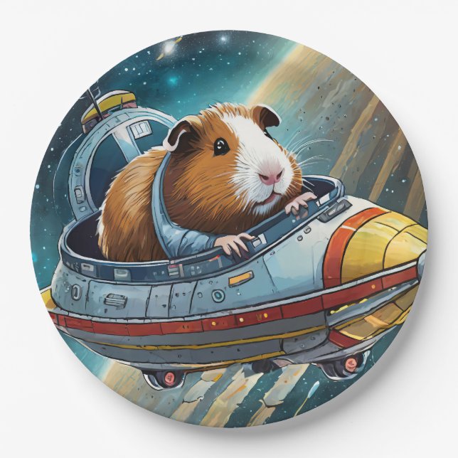 Guinea Pigs in Space, Retro Astronaut Paper Plates (Front)