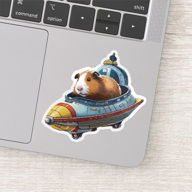 Guinea Pigs in Space! Stylish Retro Spaceship  Sticker (Detail)