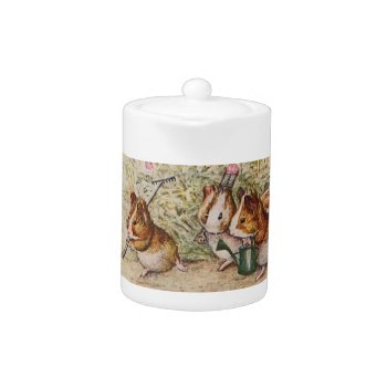 Guinea Pigs In The Garden Planting Seeds Teapot by kidslife at Zazzle