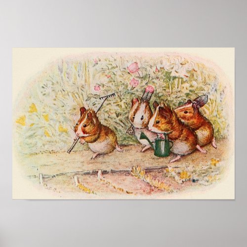 Guinea Pigs in the Garden Poster