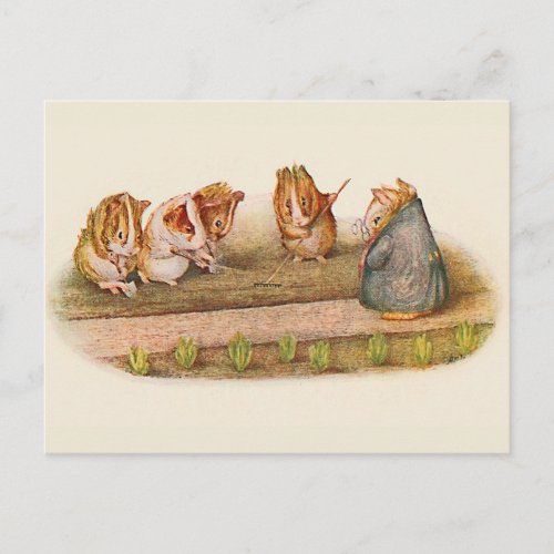 Guinea Pigs in the Garden Watercolor Recipe Card
