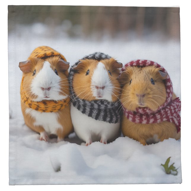 Guinea Pigs In The Snow Cloth Napkin (Front)