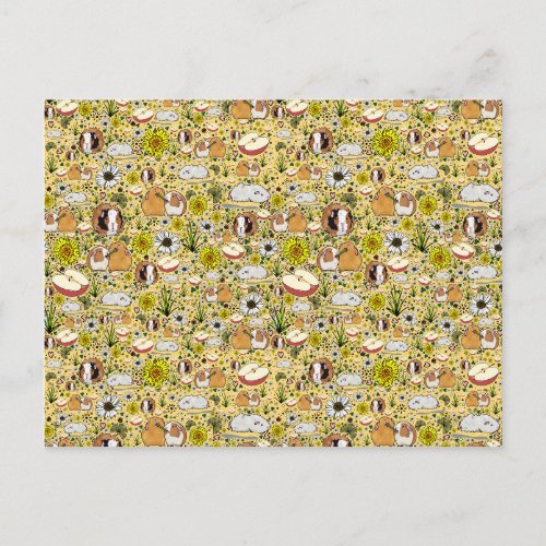 Guinea Pigs in Yellow Postcard