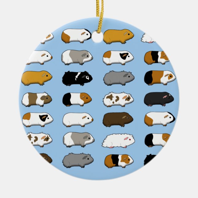 Guinea pigs many blue ceramic ornament (Front)