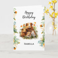 Guinea Pigs Marigold Flowers Personalized Birthday