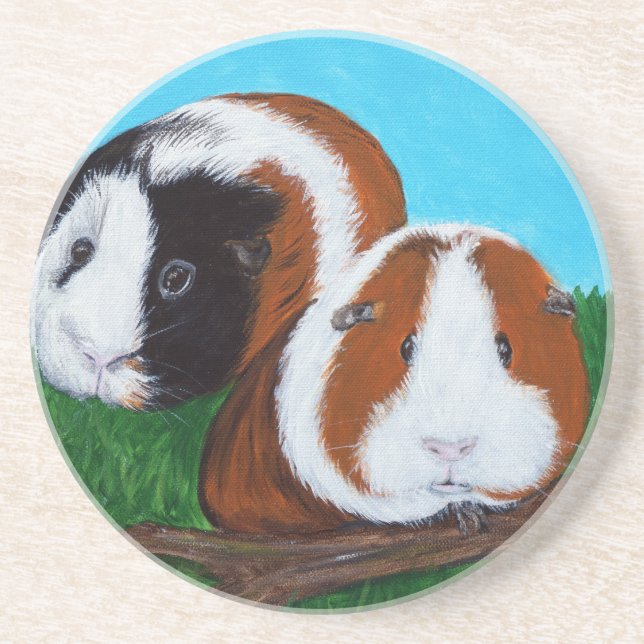 Guinea Pigs Painting Drink Coaster (Front)