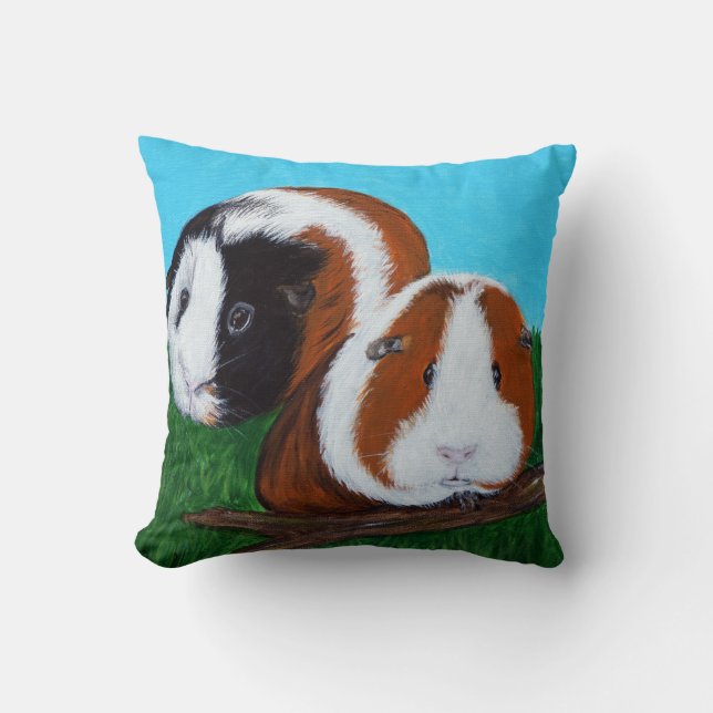 Guinea Pigs Painting Throw Pillow (Front)