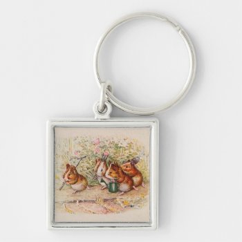 Guinea Pigs Planting In The Garden Keychain by kidslife at Zazzle