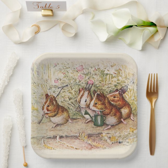 Guinea Pigs Planting in the Garden Paper Plates (Wedding)