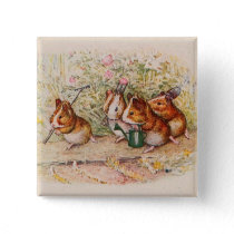 Guinea Pigs Planting in the Garden Pinback Button