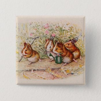 Guinea Pigs Planting In The Garden Pinback Button by kidslife at Zazzle