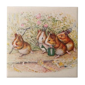 Guinea Pigs Planting In The Garden Tile by kidslife at Zazzle