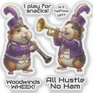 Guinea Pigs Play, Marching Band, Trumpet, Clarinet Sticker