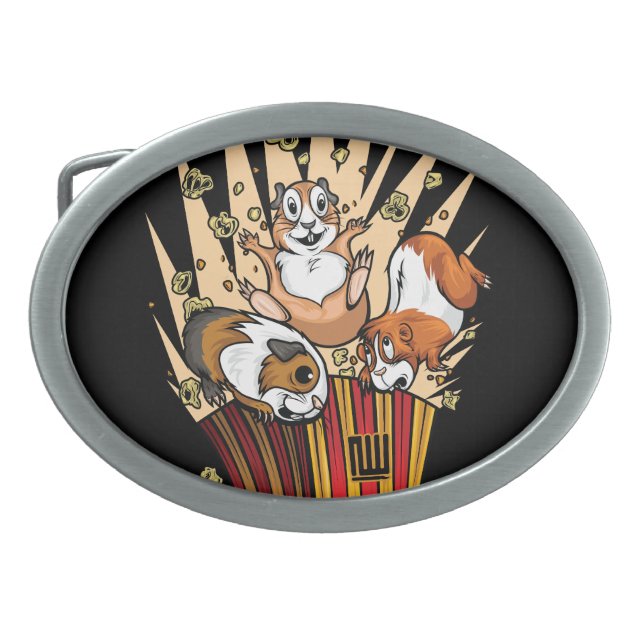 Guinea Pigs Popcorn Belt Buckle (Front)