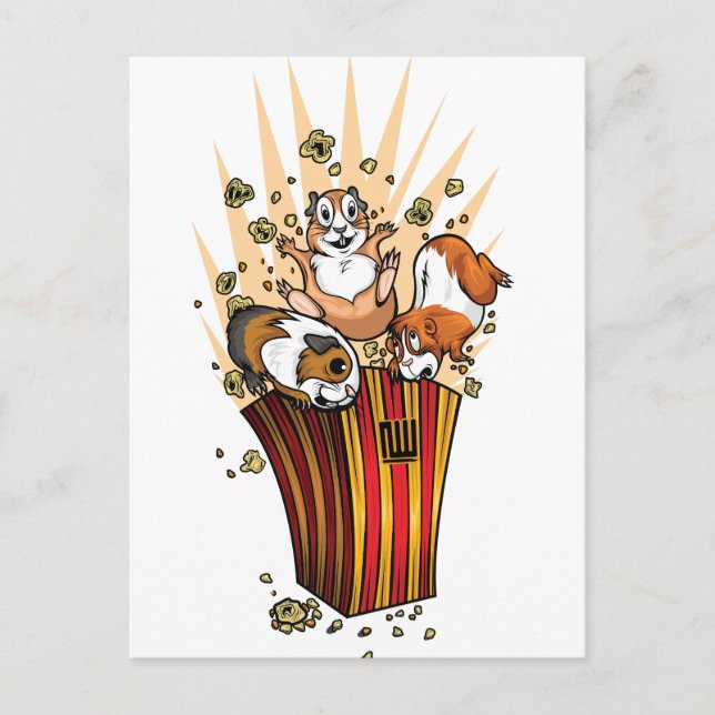 Guinea Pigs Popcorn Postcard (Front)