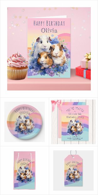 Guinea Pigs Pretty Pastel Cute Birthday Party