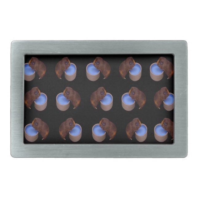 Guinea Pigs Standing Drinking Pattern, Belt Buckle (Front)