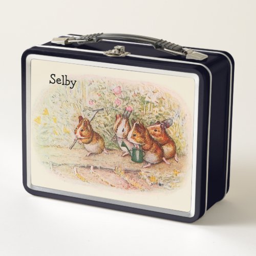 Guinea Pigs Storybook Illustrated Metal Lunch Box