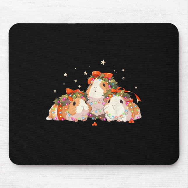 Guinea Pigs Tangled Up In Christmas Lights Guinea  Mouse Pad (Front)