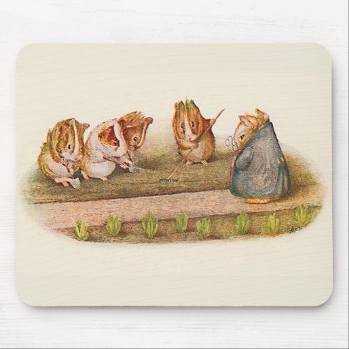 Guinea Pigs Tending the Garden Illustrated Mouse Pad