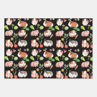 Guinea pigs Wrapping Paper Flat Sheet Set of 3