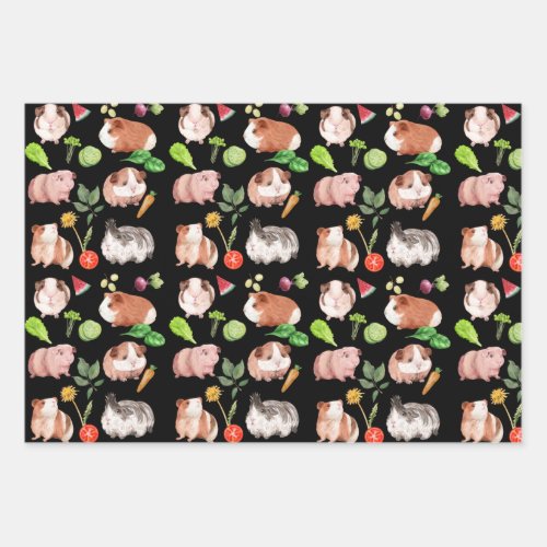 Guinea pigs  Wrapping Paper Flat Sheet Set of 3