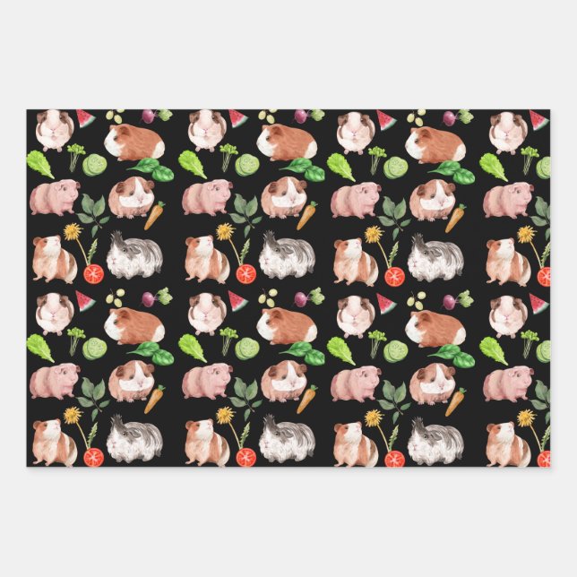 Guinea pigs  Wrapping Paper Flat Sheet Set of 3 (Front)
