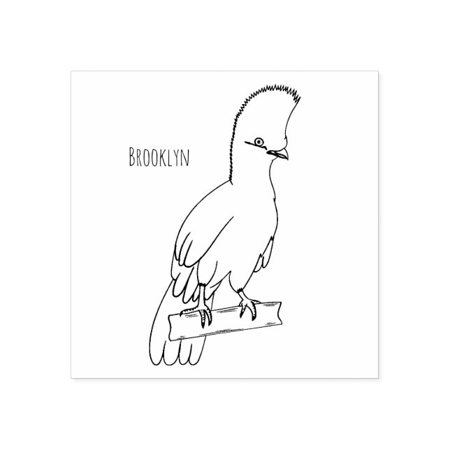 Guinea turaco bird cartoon illustration rubber stamp (Imprint)