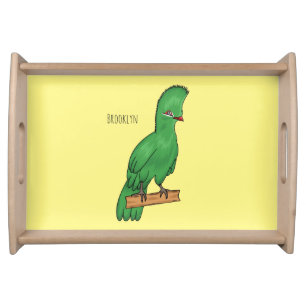 Guinea turaco bird cartoon illustration serving tray