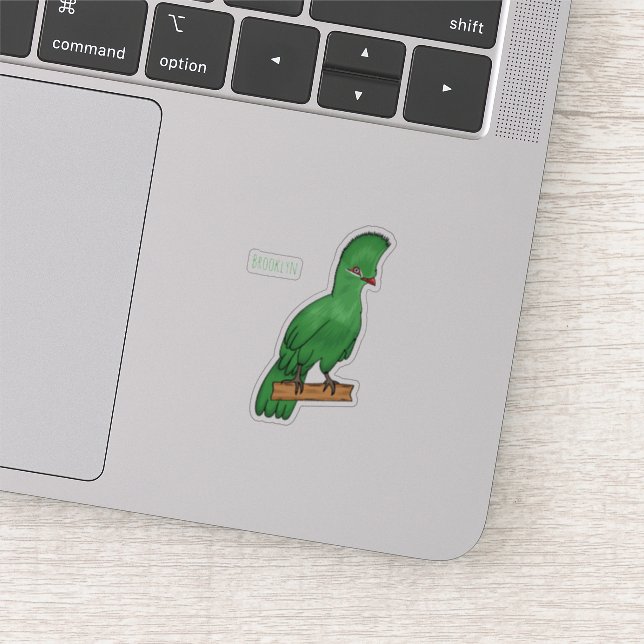 Guinea turaco bird cartoon illustration sticker (Detail)