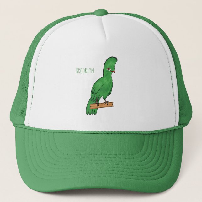 Guinea turaco bird cartoon illustration trucker hat (Front)