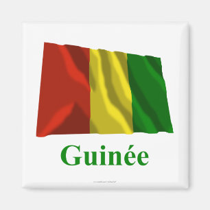 Guinea Waving Flag with Name in French Magnet