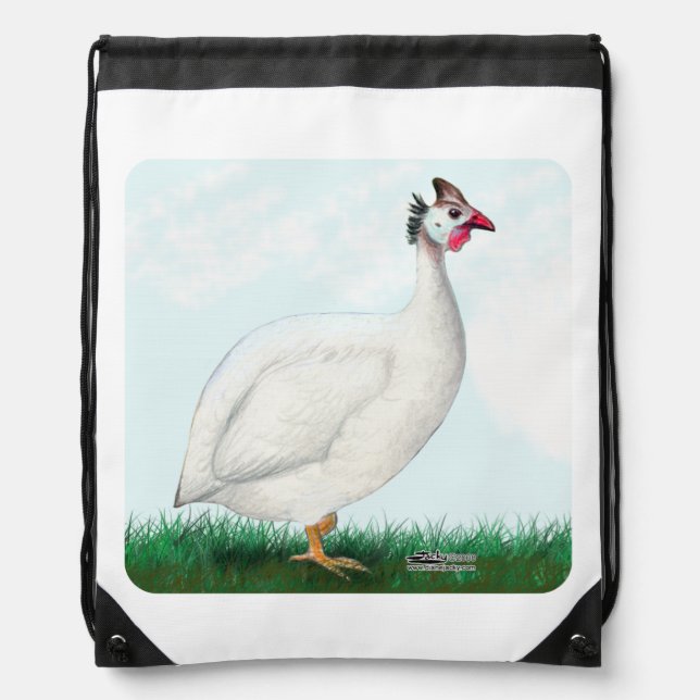 Guinea White Drawstring Bag (Front)