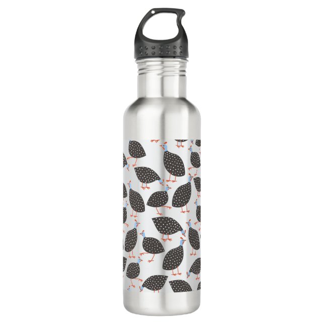 Guineafowl Fun Bird Pattern Stainless Steel Water Bottle (Front)