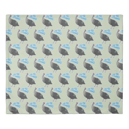 Guineafowl Funny loud bird cartoon Duvet Cover