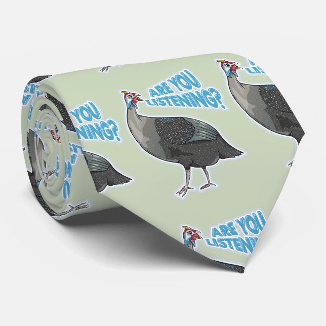Guineafowl Funny loud bird cartoon Neck Tie (Rolled)
