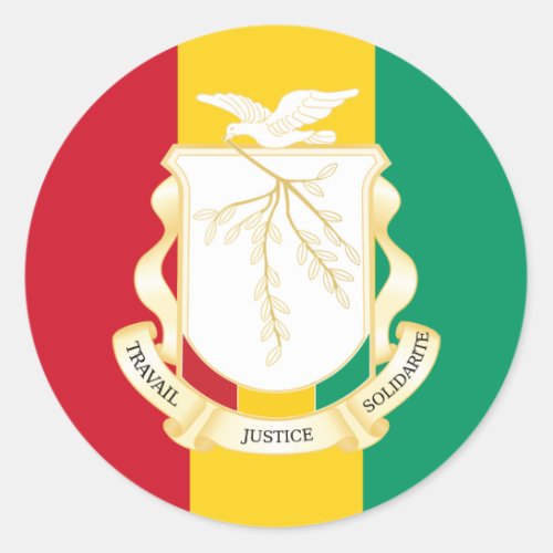 Guinean Flag  National Seal Flag of Guinea Classic Round Sticker