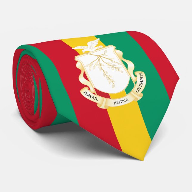 Guinean Flag & National Seal, Flag of Guinea Neck Tie (Rolled)