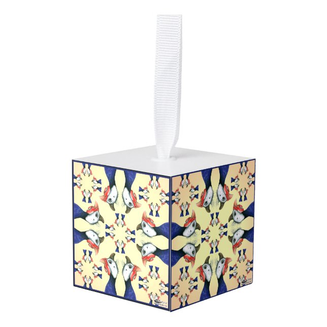 Guineas Everywhere! Cube Ornament (Front Angled)
