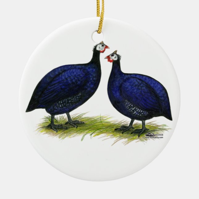 Guineas Royal Purple Pair Ceramic Ornament (Front)