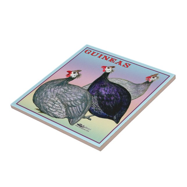 Guineas Three Fowl Ceramic Tile (Side)