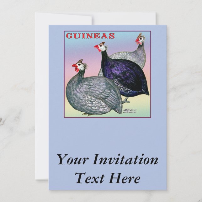 Guineas Three Fowl Invitation (Front)