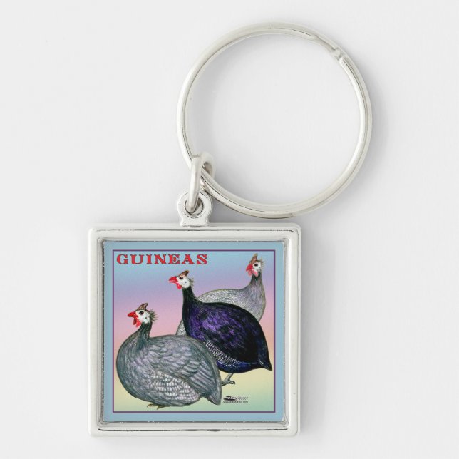 Guineas Three Fowl Keychain (Front)