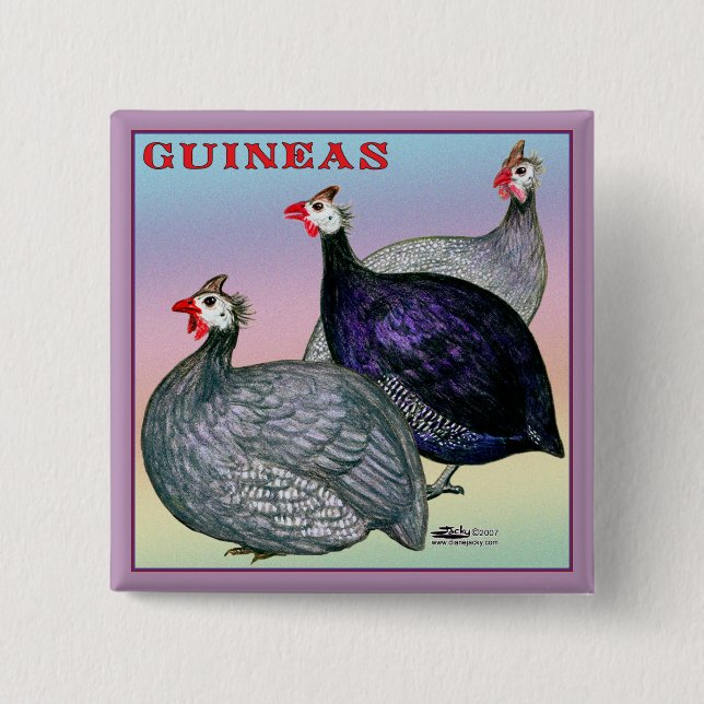 Guineas Three Fowl Pinback Button (Front)