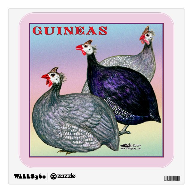 Guineas Three Fowl Wall Sticker (Front)