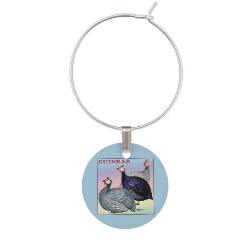 Guineas Three Fowl Wine Glass Charm