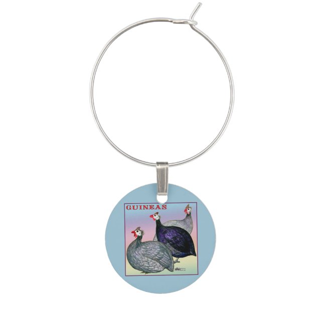 Guineas Three Fowl Wine Glass Charm (Front)